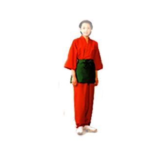 kimono arancione con parannanza verde