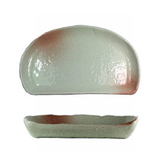 Piatto Luna in ceramica bianco rosa