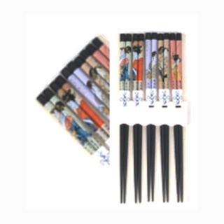 Waribashi Deluxe chopstick lavabili laccate nere deco geisha