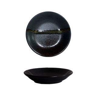 Piattino tondo nero decorato