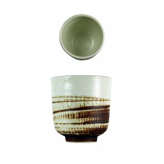 Bicchiere da the in ceramica  bianca e marrone