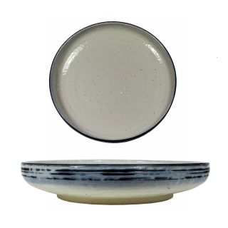 Scodella L rotonda bianco decorata azzurro