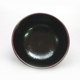 piatto rotondo in ceramica tipo tenmoku