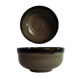Ciotola riso verde con bordo marrone M