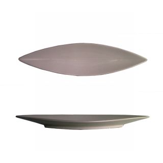 piatto a foglia in ceramica grigia