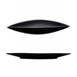 piatto a foglia in ceramica nera