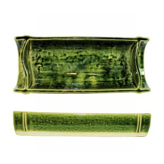 Piatto in ceramica verde canna bambù