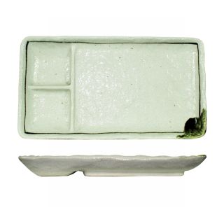 piatto in ceramica bianca tre scomparti