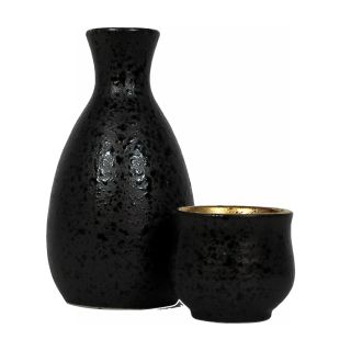 Bottiglia da sakè nero/oro