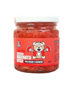 zenzero marinato rosa in vasetto di vetro